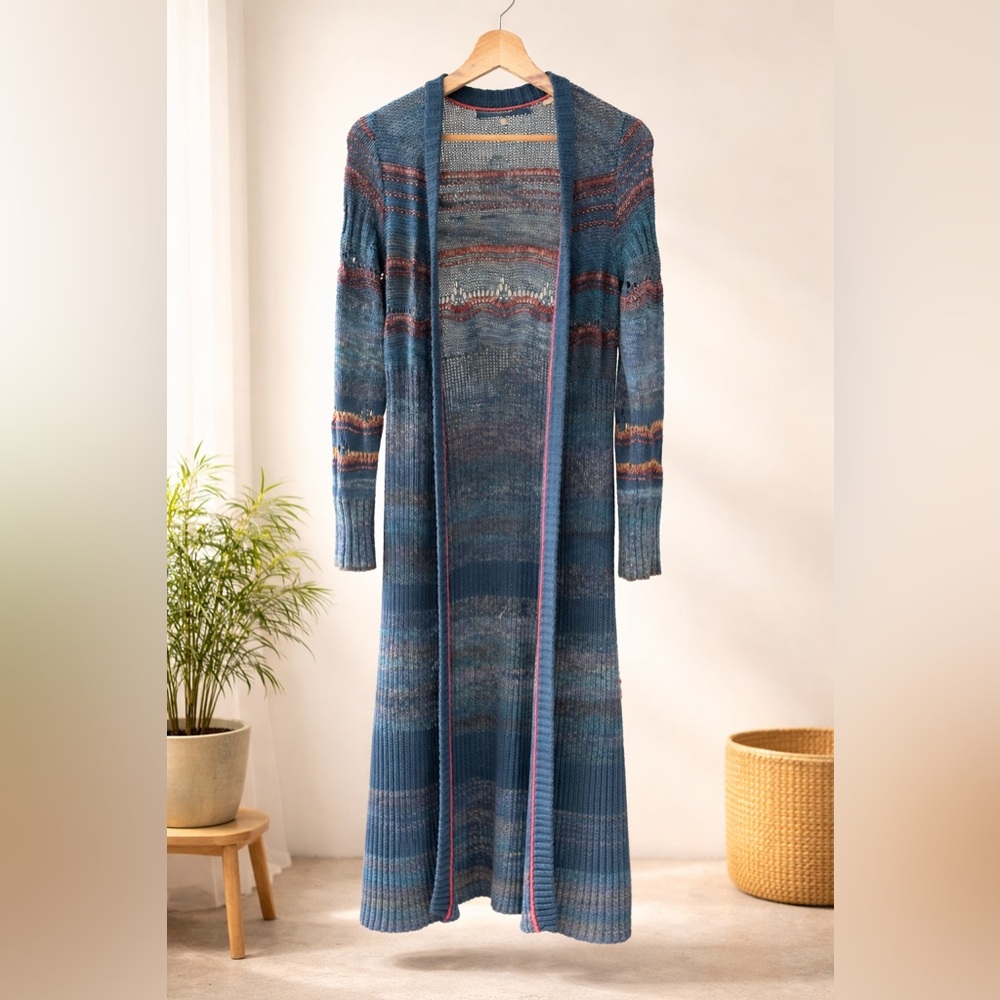 Knitted & Knotted for Anthropologie Crochet Duster Boho Knit Maxi Cardigan - Picture 2 of 10